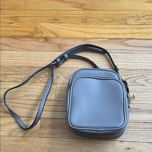 Gray Leather Crossbody Bag